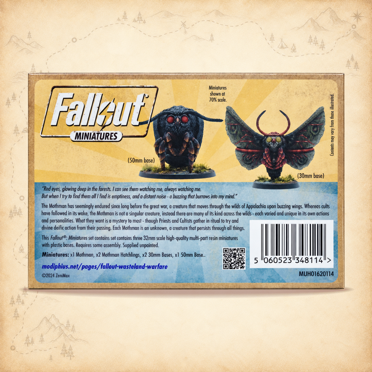 Fallout: Miniatures - Cult of the Mothman - Mothman Eclipse, box back