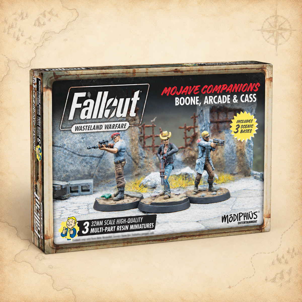 Fallout: Wasteland Warfare - Boone, Arcade and Cass, box front