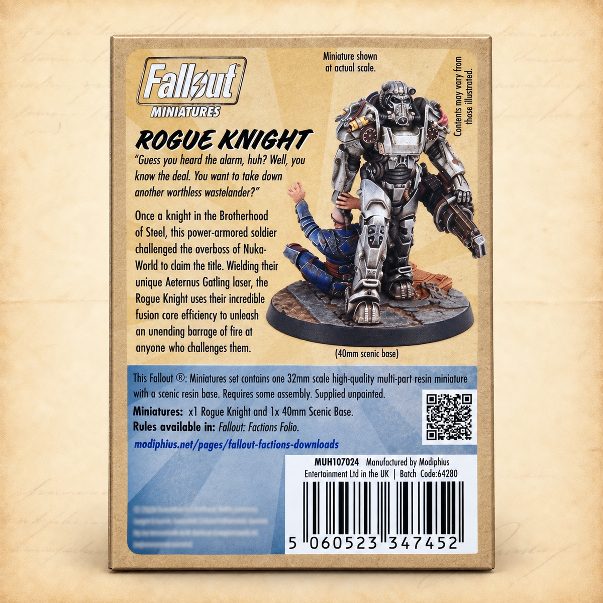 Fallout: Wasteland Warfare: The Rogue Knight, box back