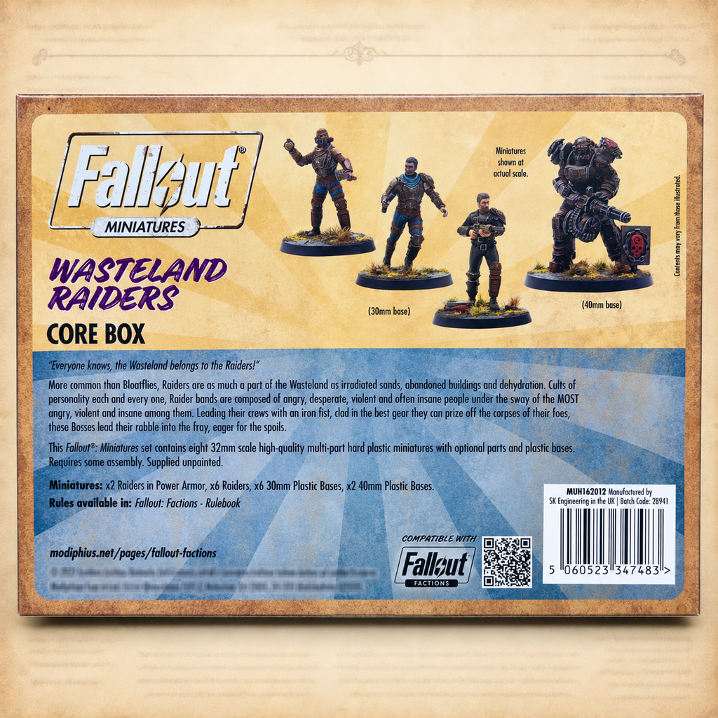 Fallout: Miniatures - Wasteland Raiders Core Box (Plastic), box back