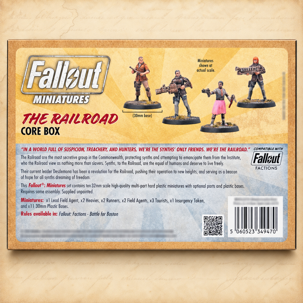 Fallout: Miniatures - Railroad Core Box (Plastic), box back