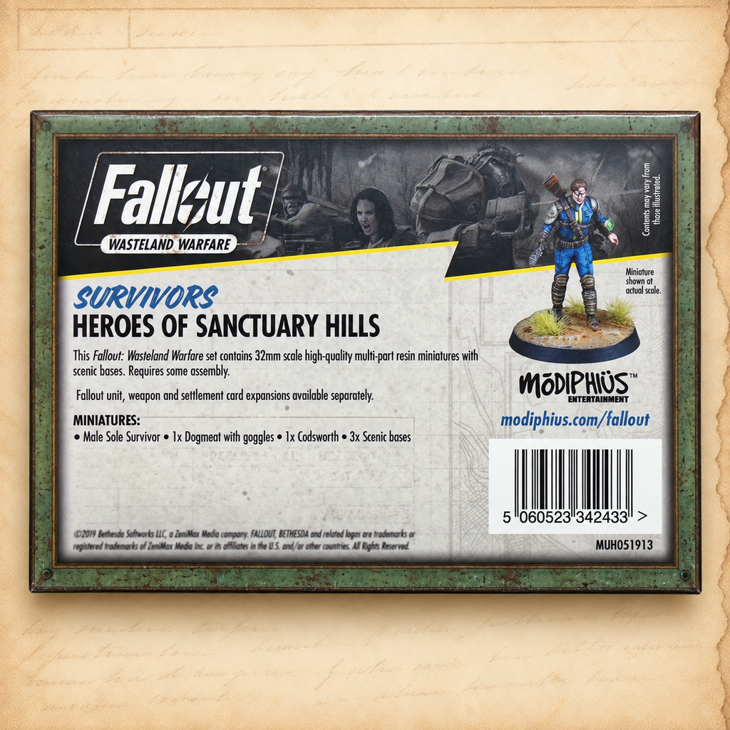 Fallout: Wasteland Warfare - Survivors Heroes of Sanctuary Hills, box back
