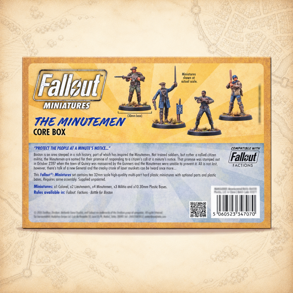 Fallout: Miniatures - Minutemen Core Box (Plastic), box back