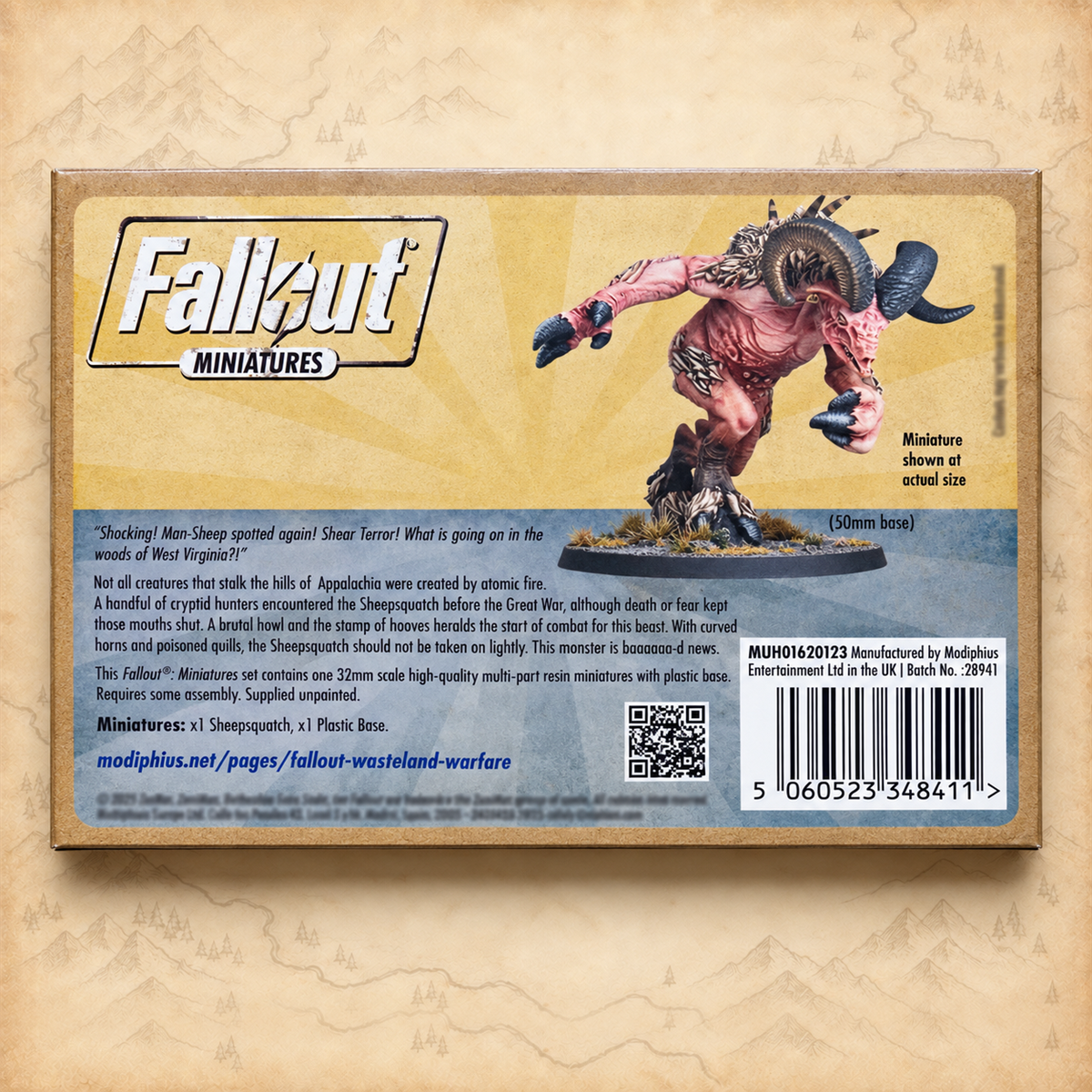 Fallout: Miniatures - Cryptids - Sheepsquatch, box back
