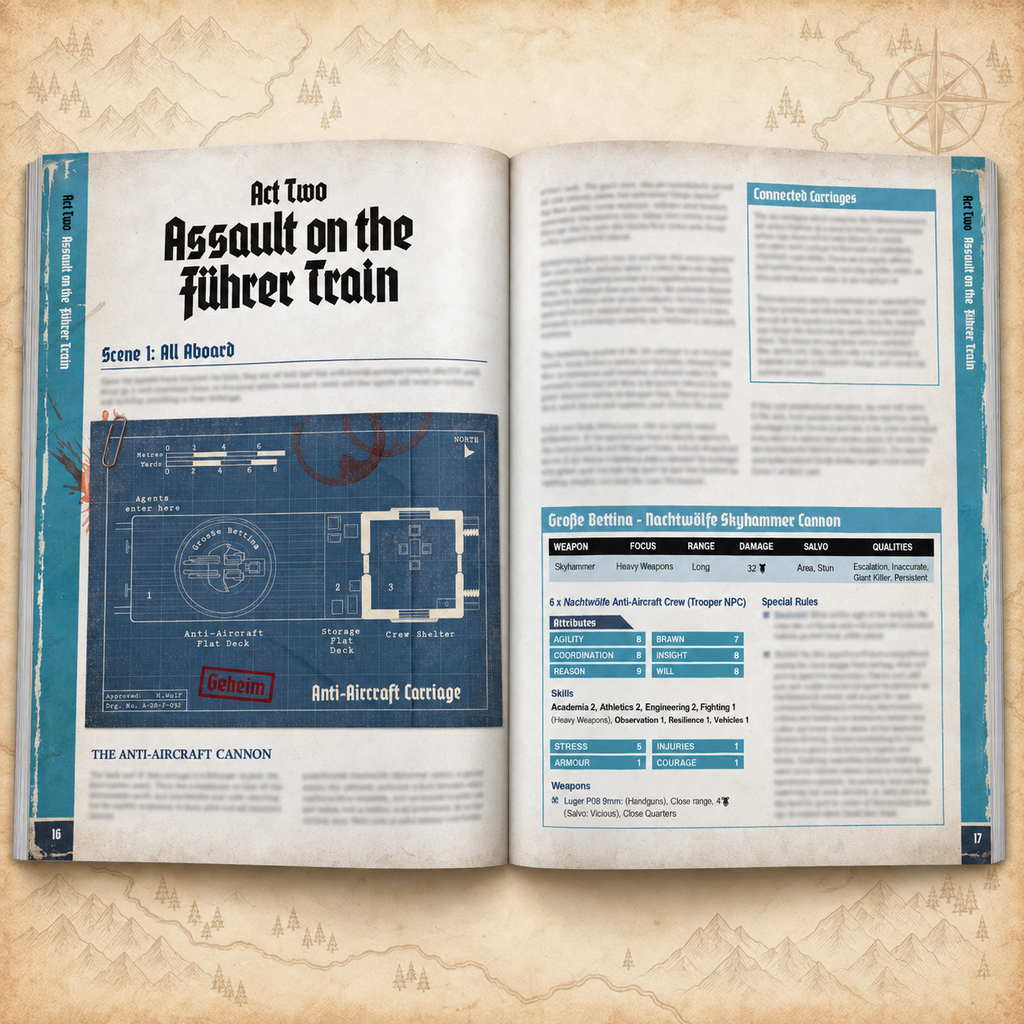 Achtung! Cthulhu: 2d20 Assault on the Fuhrer Train, inside pages