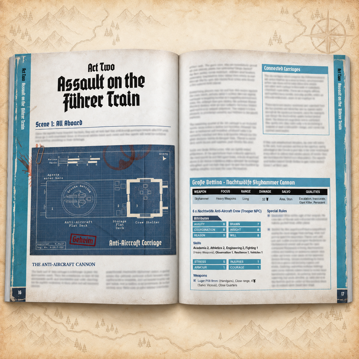 Achtung! Cthulhu: 2d20 Assault on the Fuhrer Train, inside pages