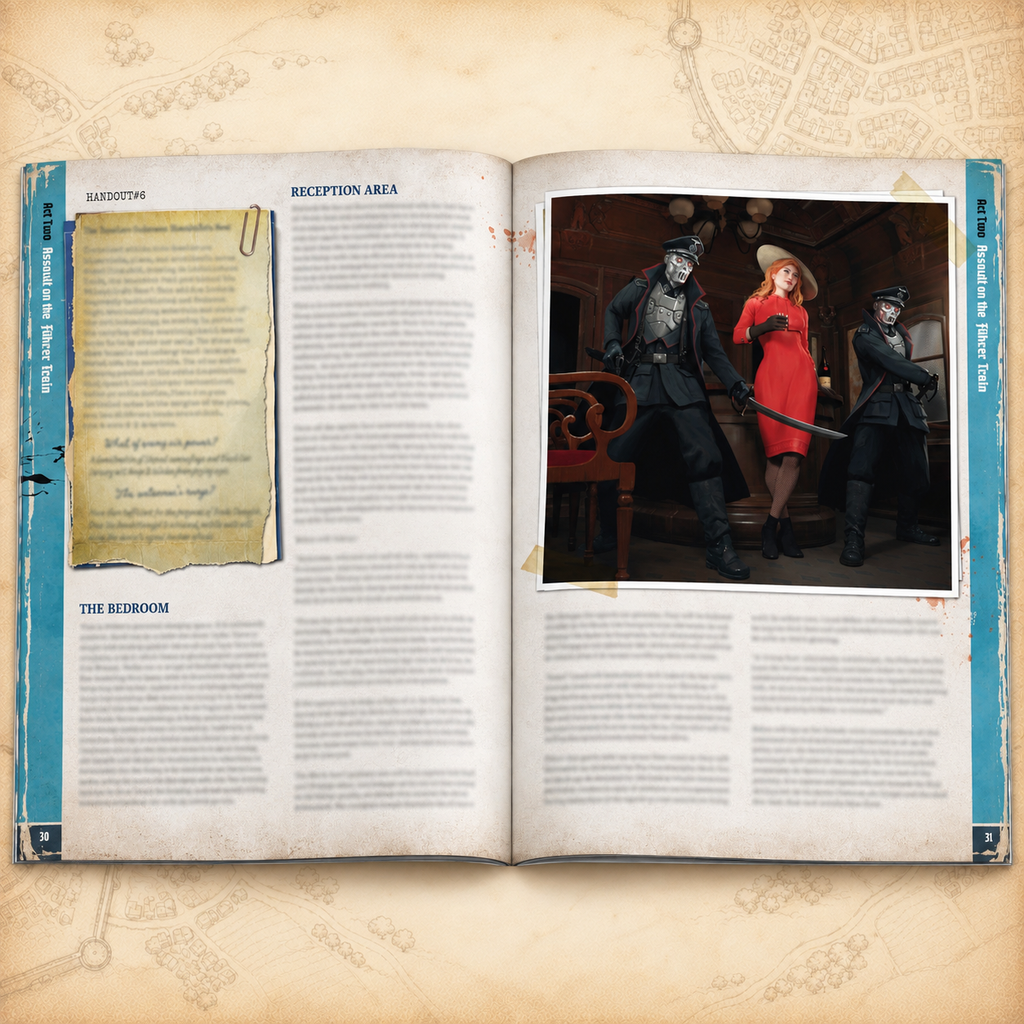 Achtung! Cthulhu: 2d20 Assault on the Fuhrer Train, inside pages 2