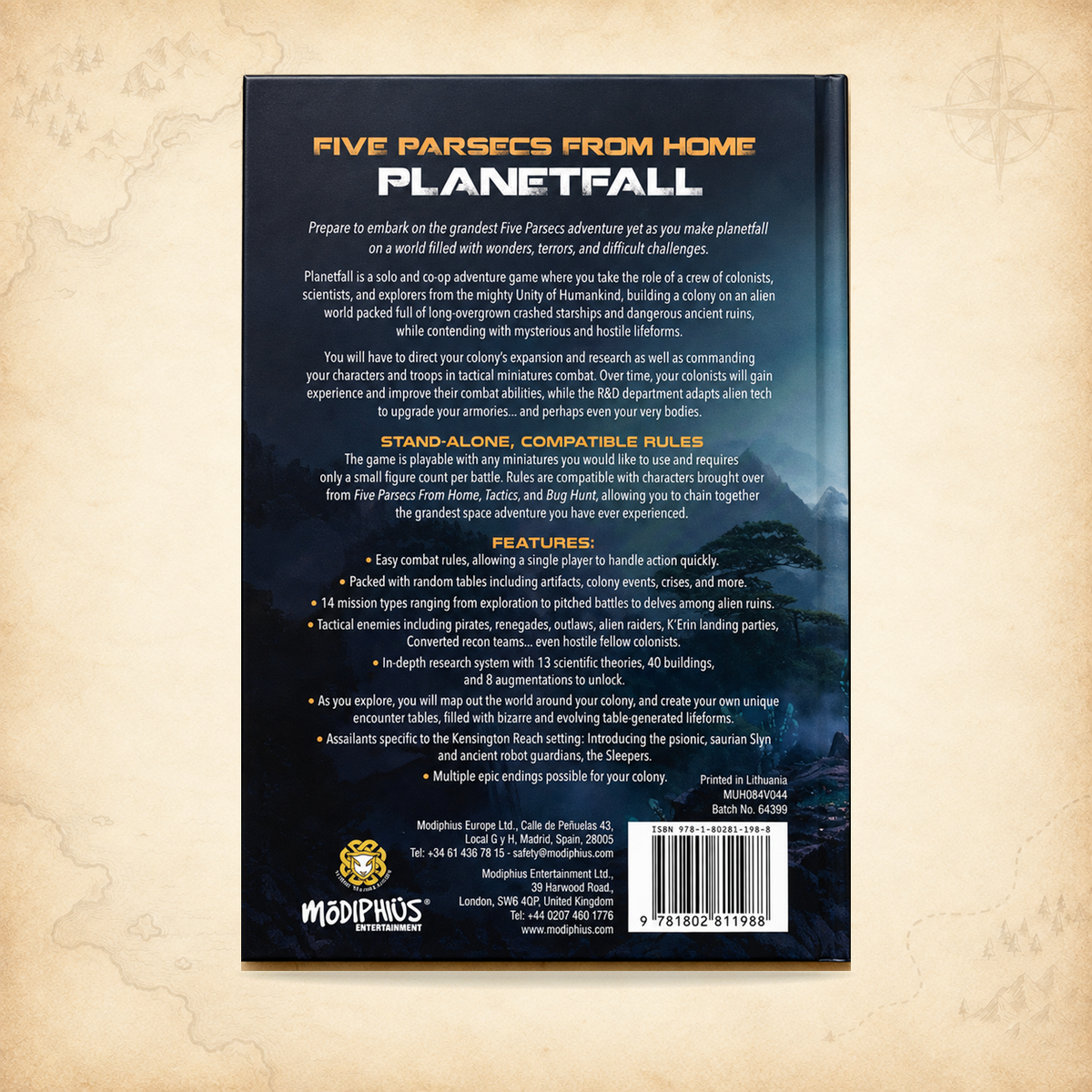 Five Parsecs From Home: Planetfall, box back