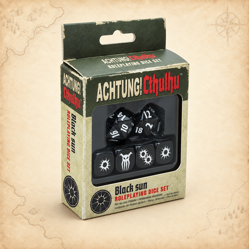 Achtung! Cthulhu: 2d20 Black Sun Dice Set, box front