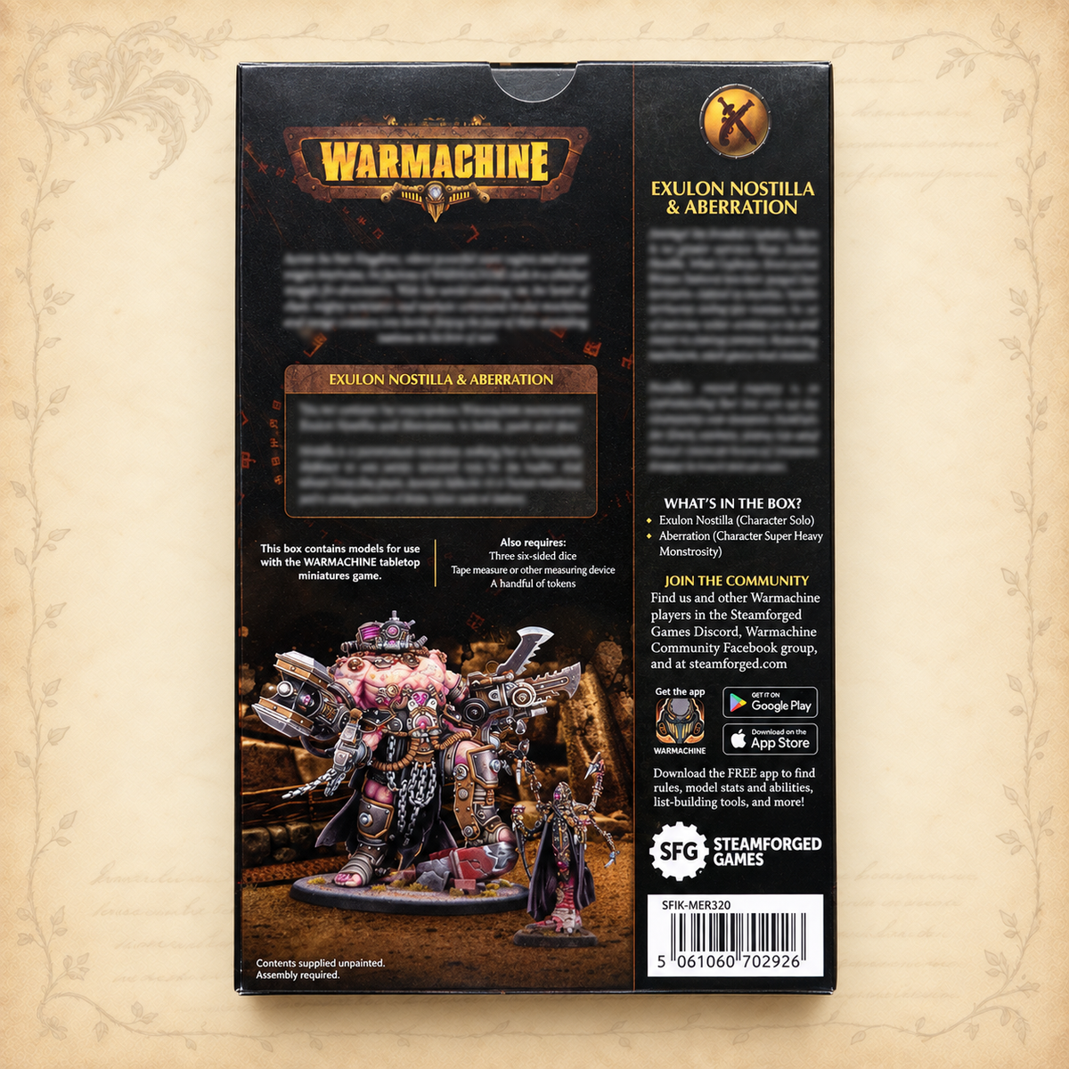 Warmachine: Exulon Nostilla and Aberration (HIPS), box back
