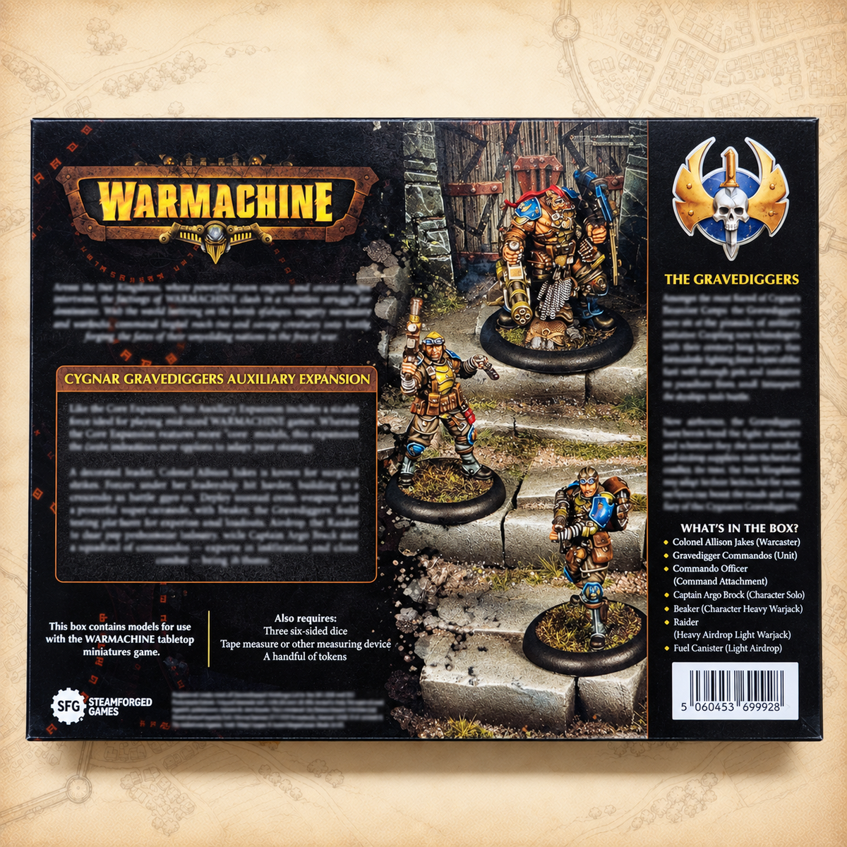 Warmachine: Cygnar Gravediggers Auxiliary Expansion, box back