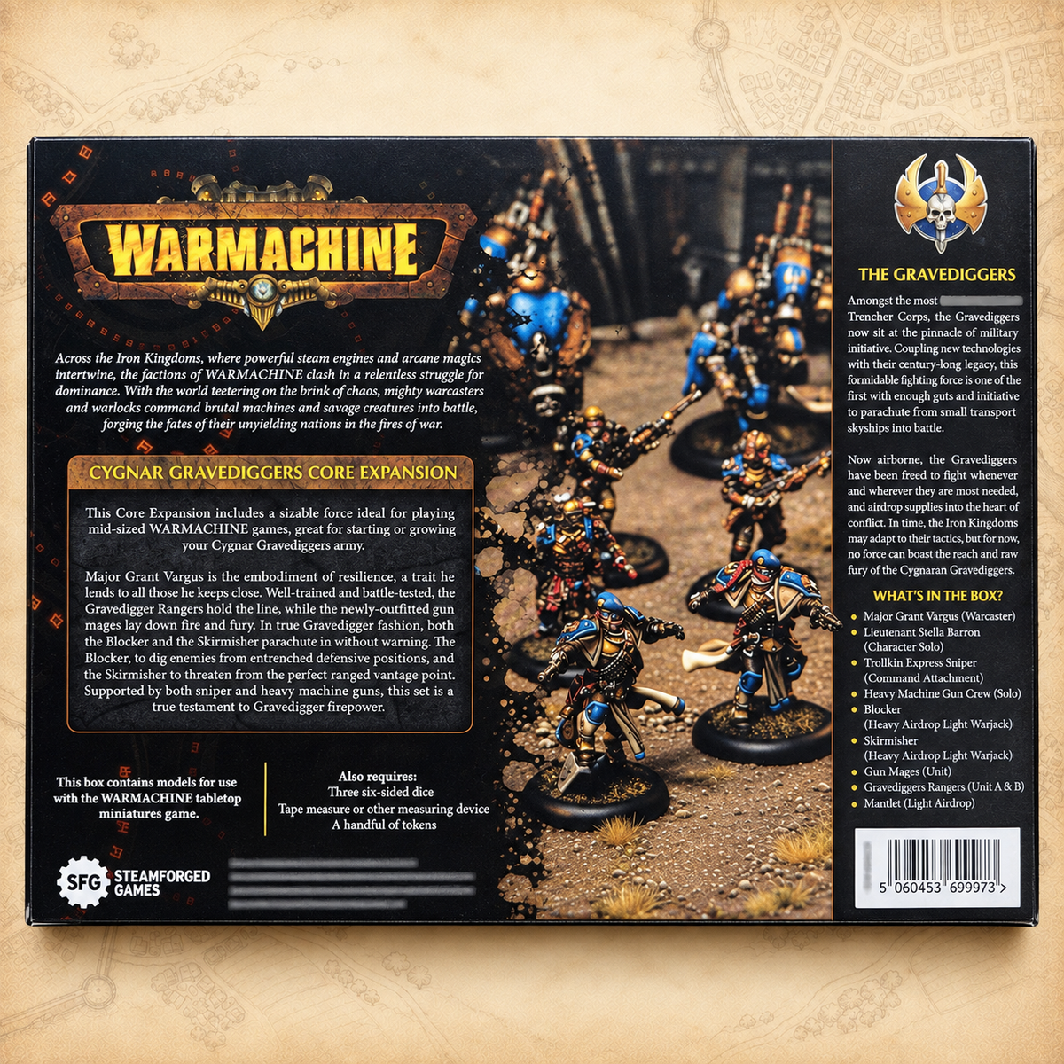 Warmachine: Cygnar Gravediggers Core Expansion, box back