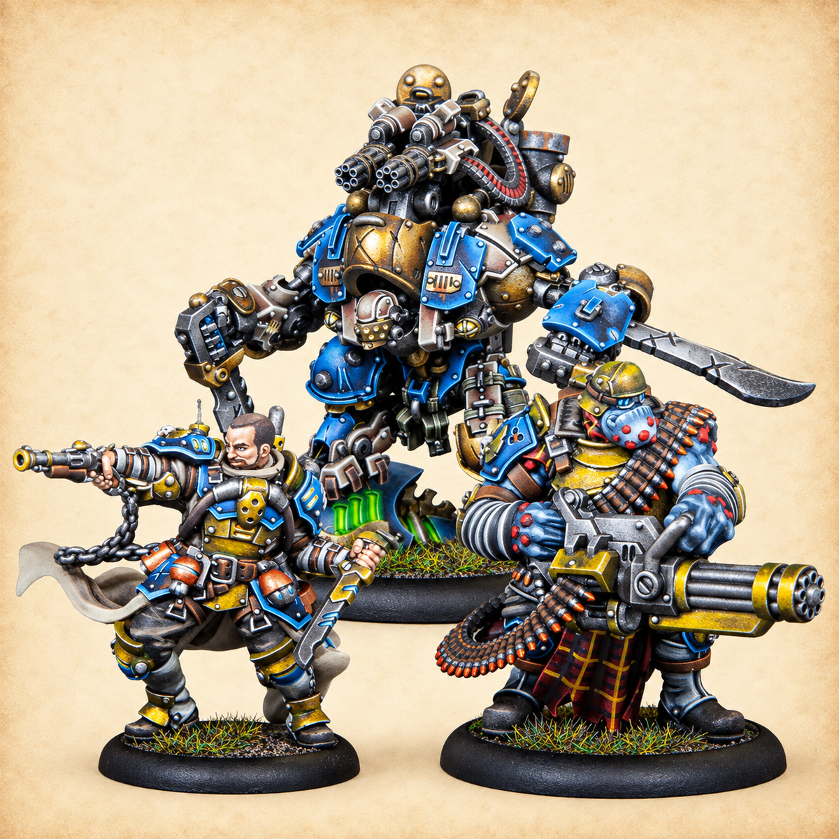 Warmachine: Cygnar Gravediggers Command Starter Set, miniatures close up