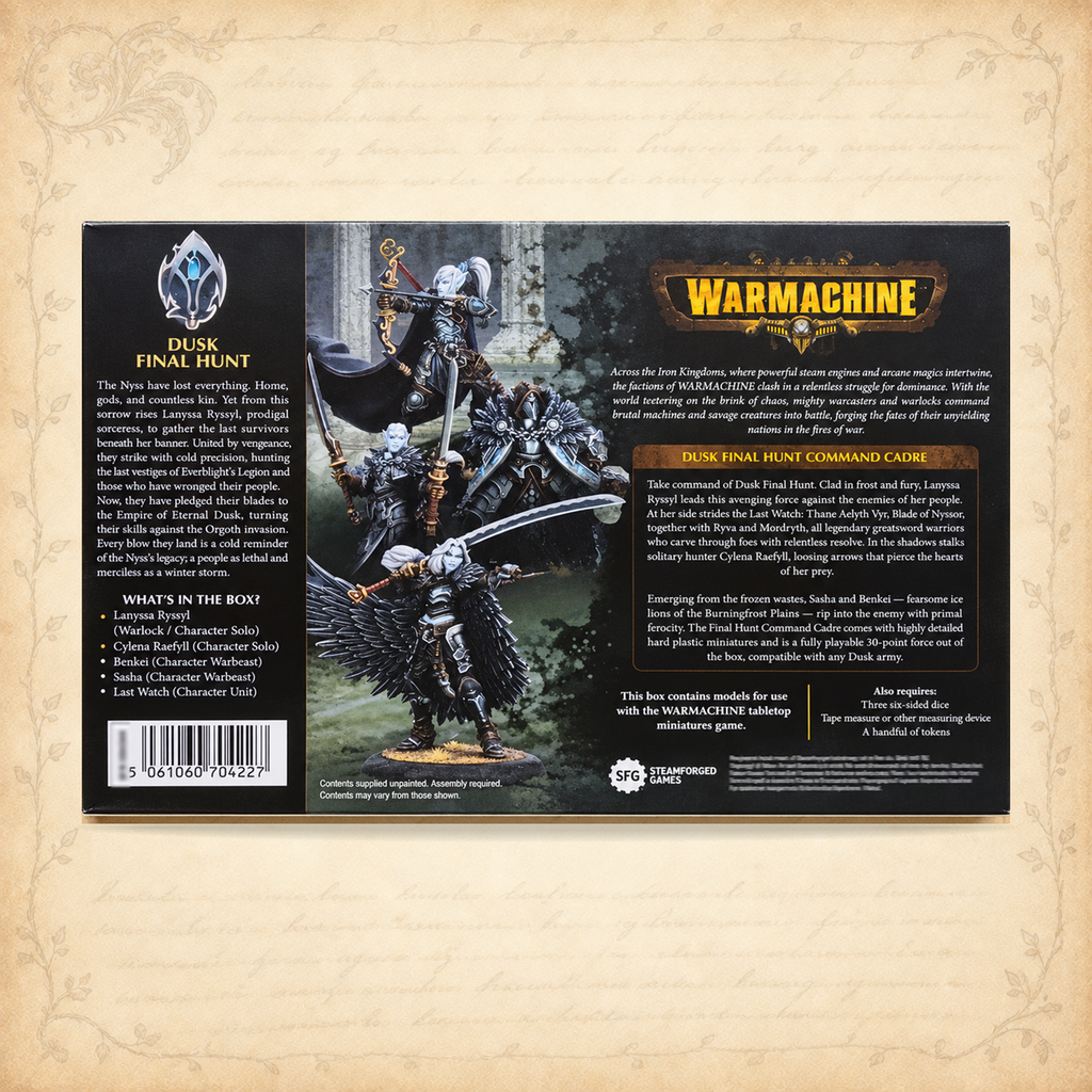 Warmachine: Dusk Final Hunt Command Cadre (HIPS), box back