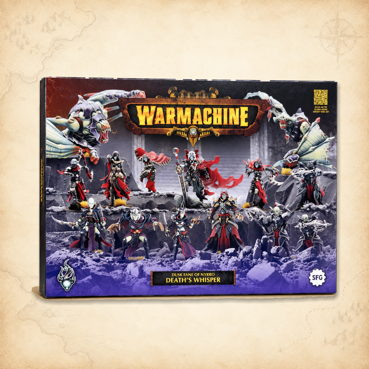 Warmachine: Dusk Fane of Nyrro Army Box, Death’s Whisper, box front