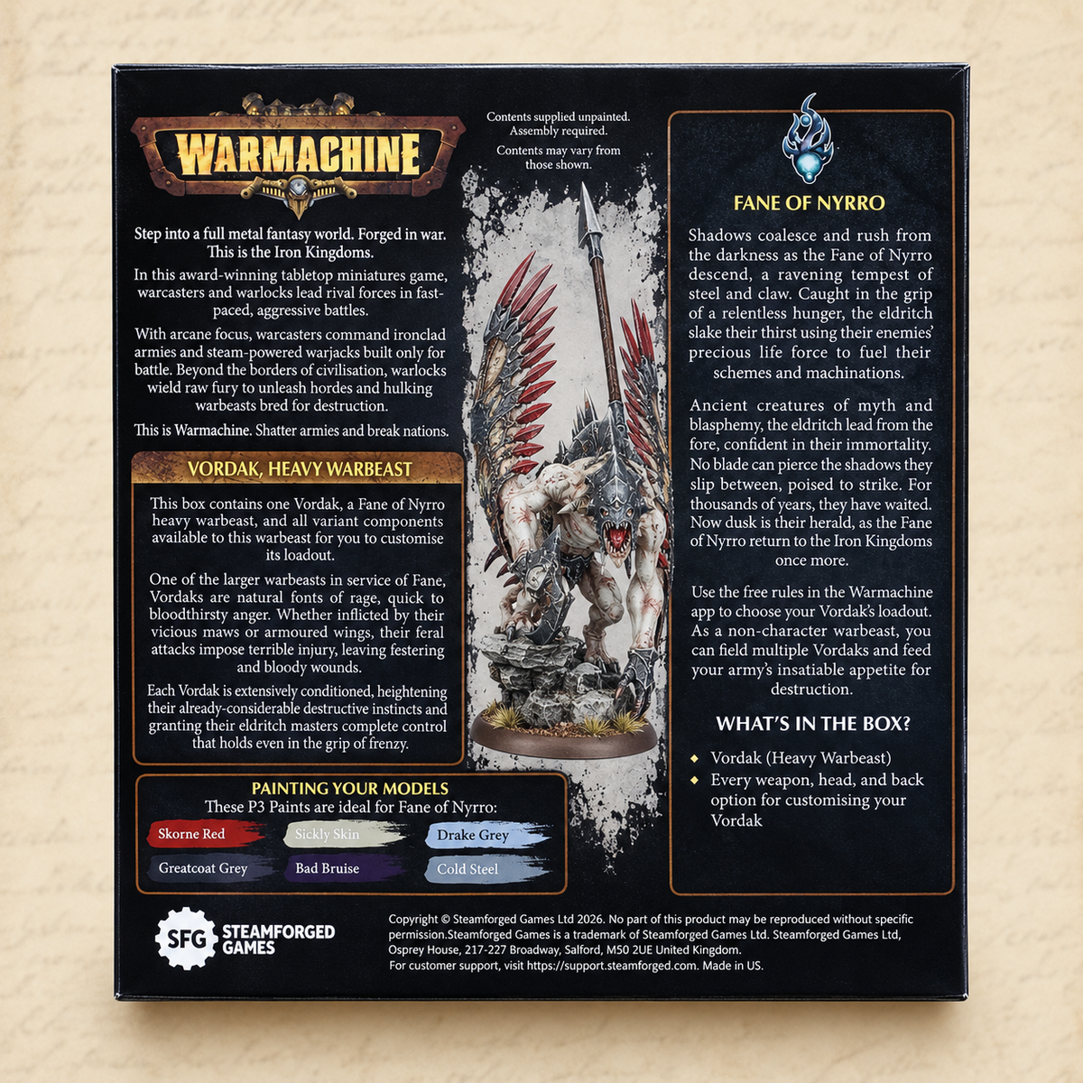 Warmachine: Dusk Fane of Nyrro Heavy Warbeast, box back