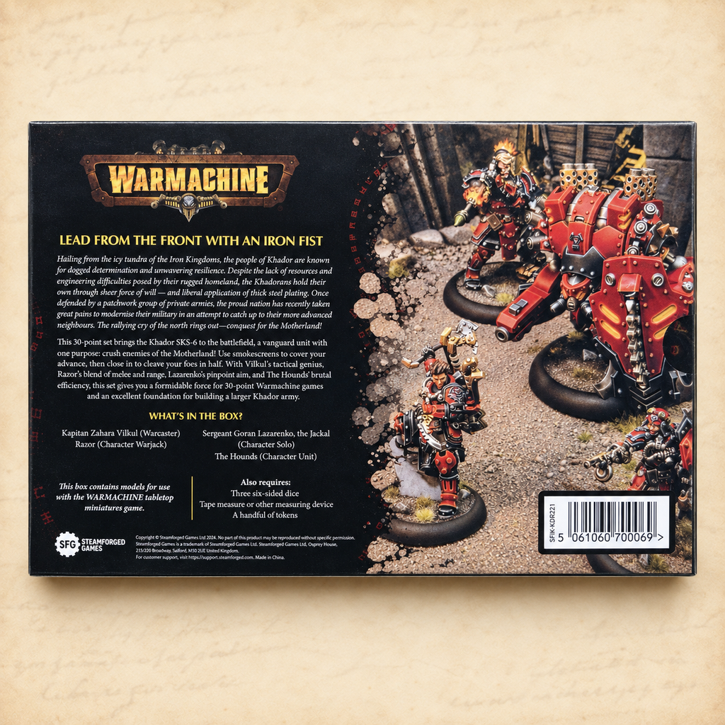 Warmachine: Khador SKS-6 Command Cadre, box back