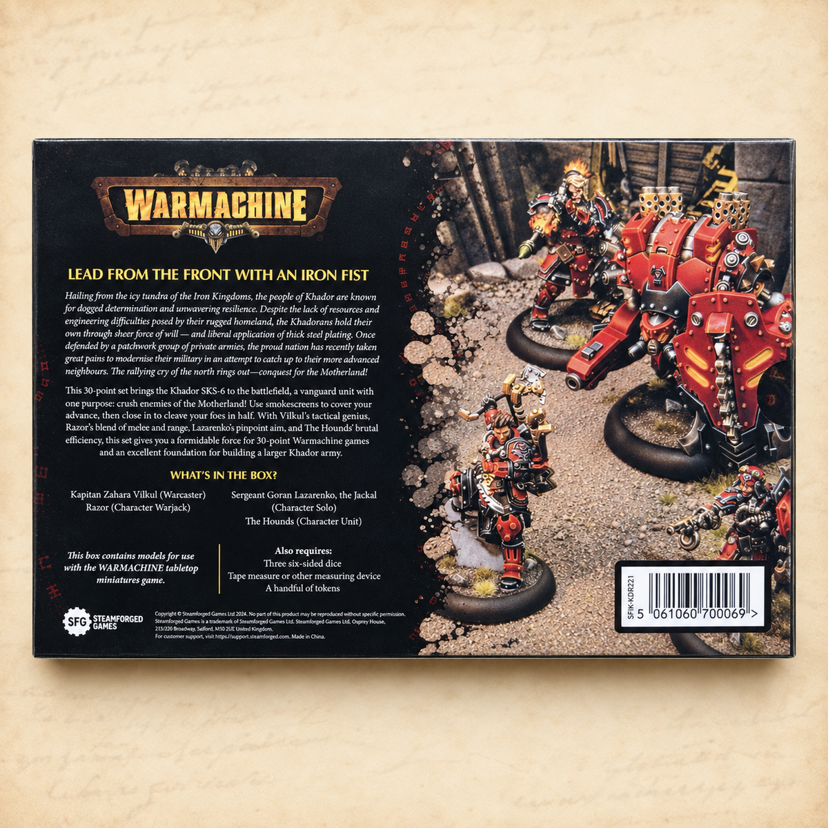 Warmachine: Khador SKS-6 Command Cadre, box back