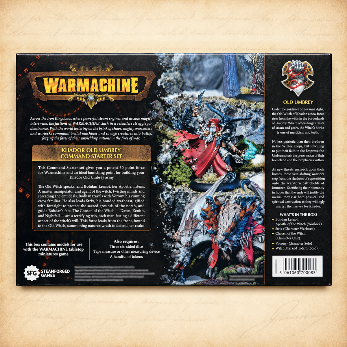 Warmachine: Khador Old Umbrey Command Starter, box back