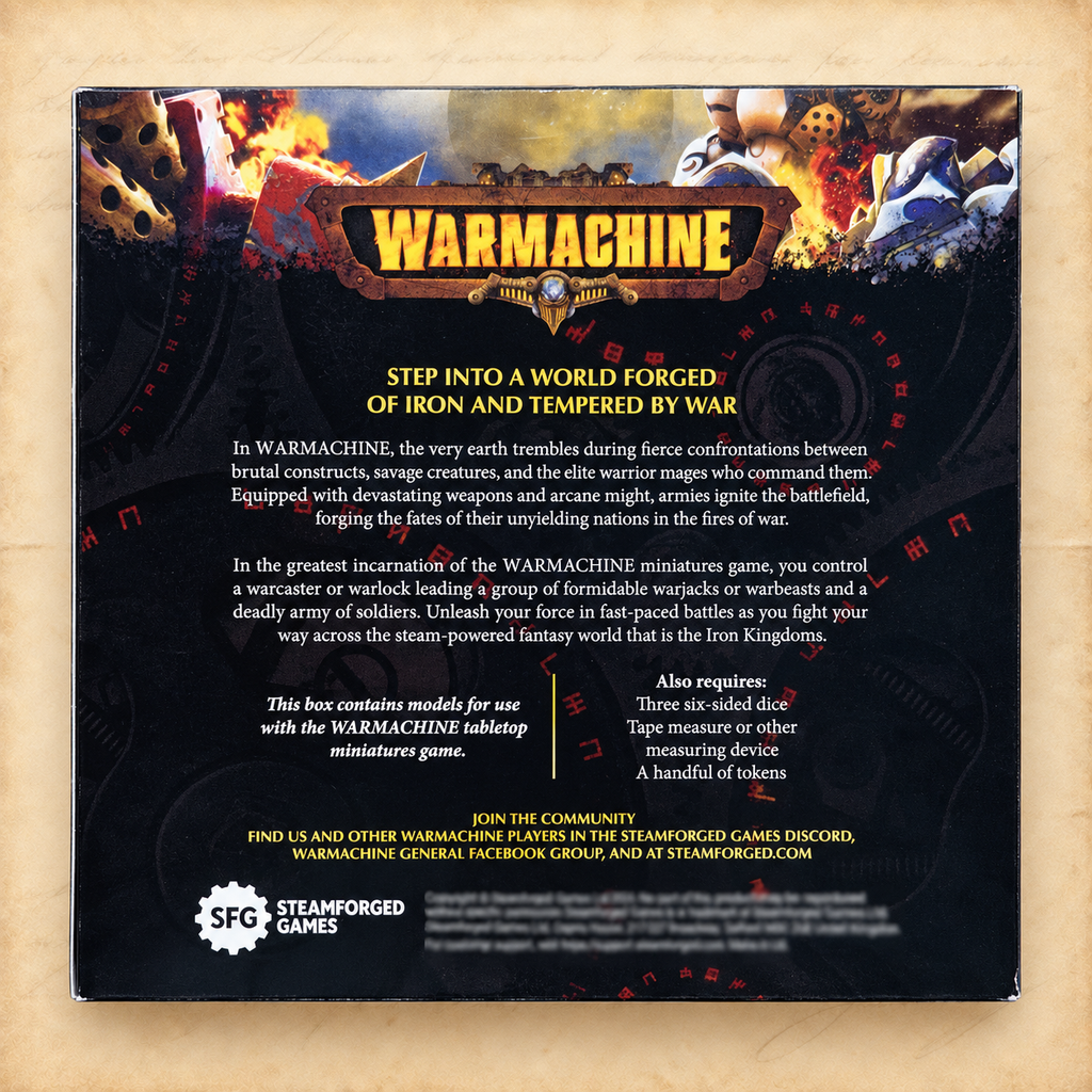 Warmachine: Southern Kriels Fire Tongue Warriors Command Cadre, box back
