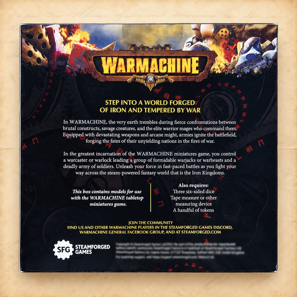 Warmachine: Southern Kriels Fire Tongue Warriors Command Cadre, box back
