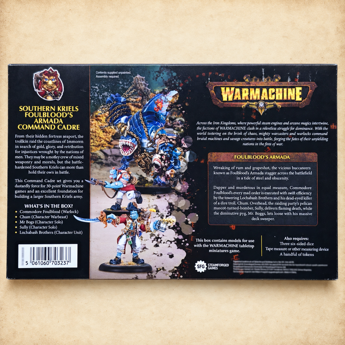 Warmachine: Southern Kriels Brinebloods Command Starter (HIPS), box back