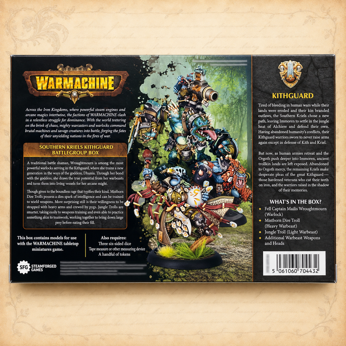 Warmachine: Southern Kriels Kithguard Battlegroup Box, box back
