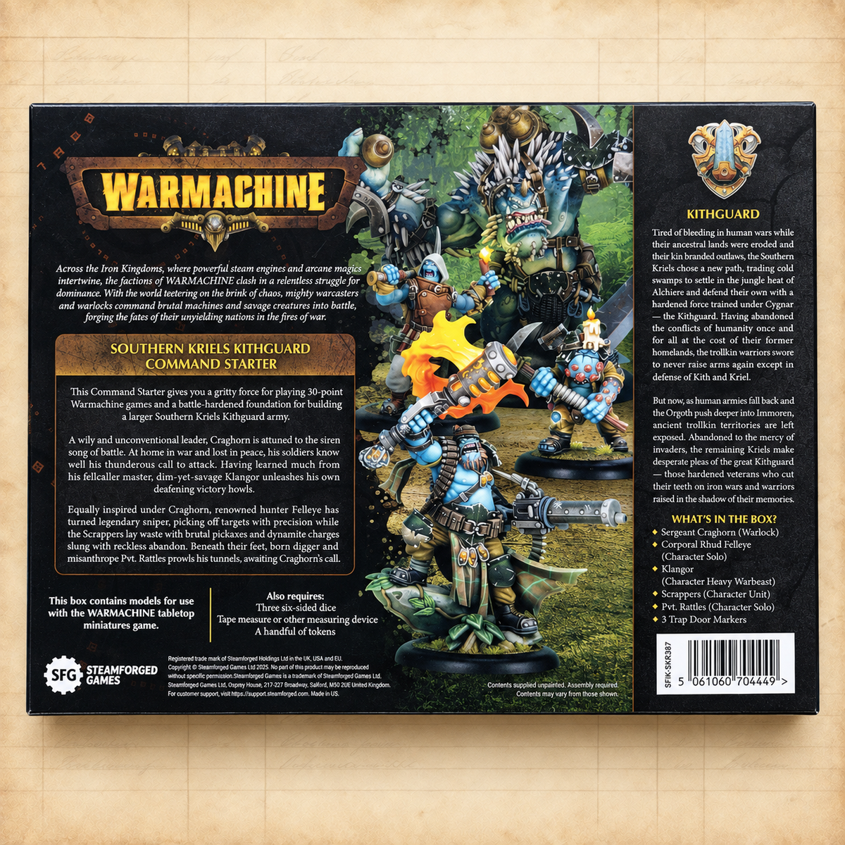 Warmachine: Southern Kriels Kithguard Command Starter, box back