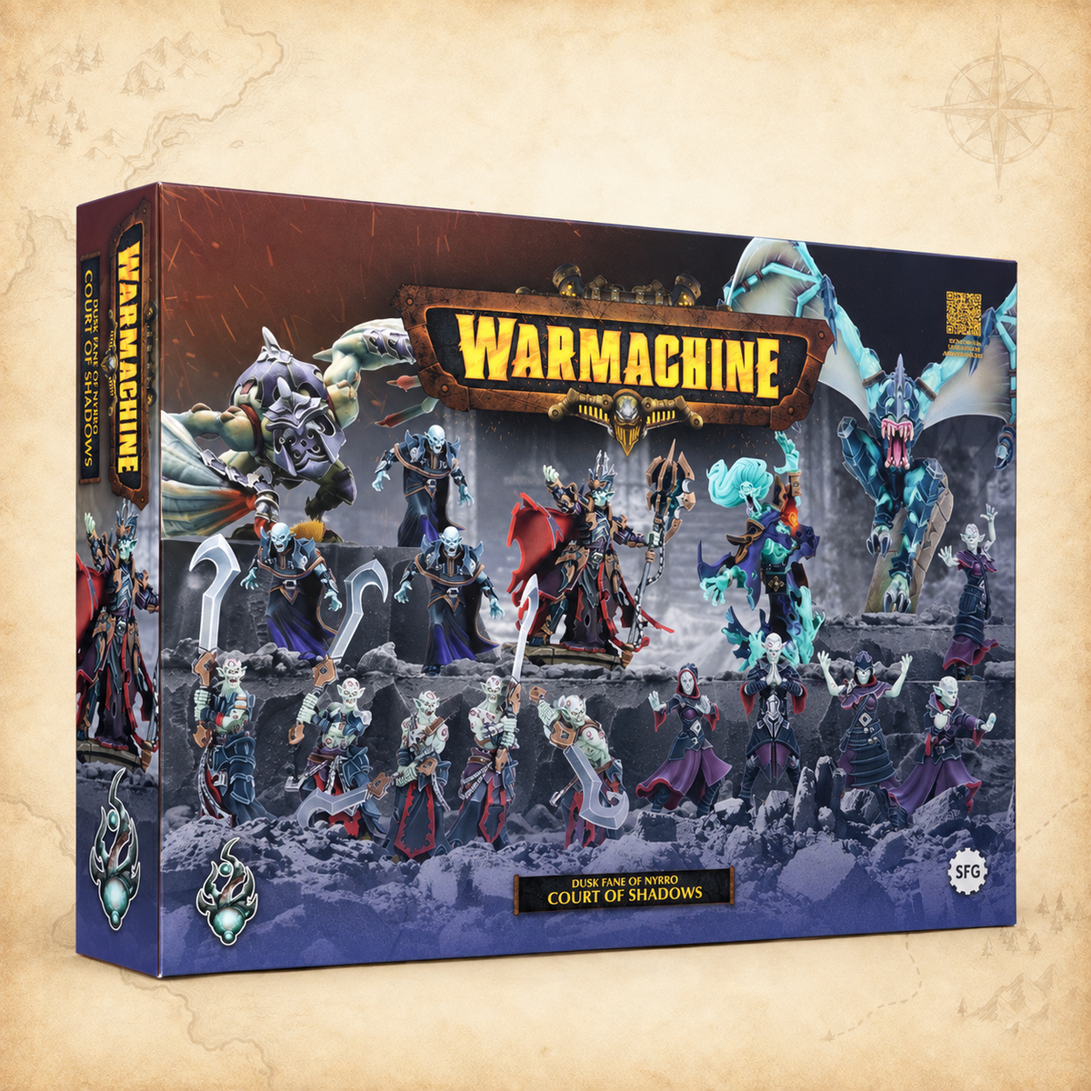 Warmachine: Dusk Fane of Nyrro Army Box, Court of Shadows, box front