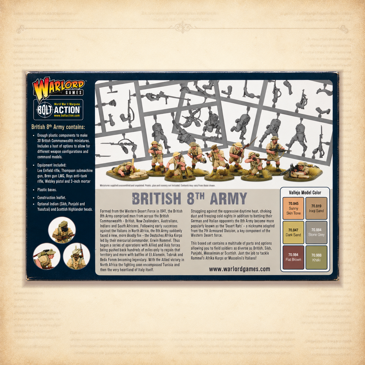 Bolt Action: 8th Army Infantry, box back