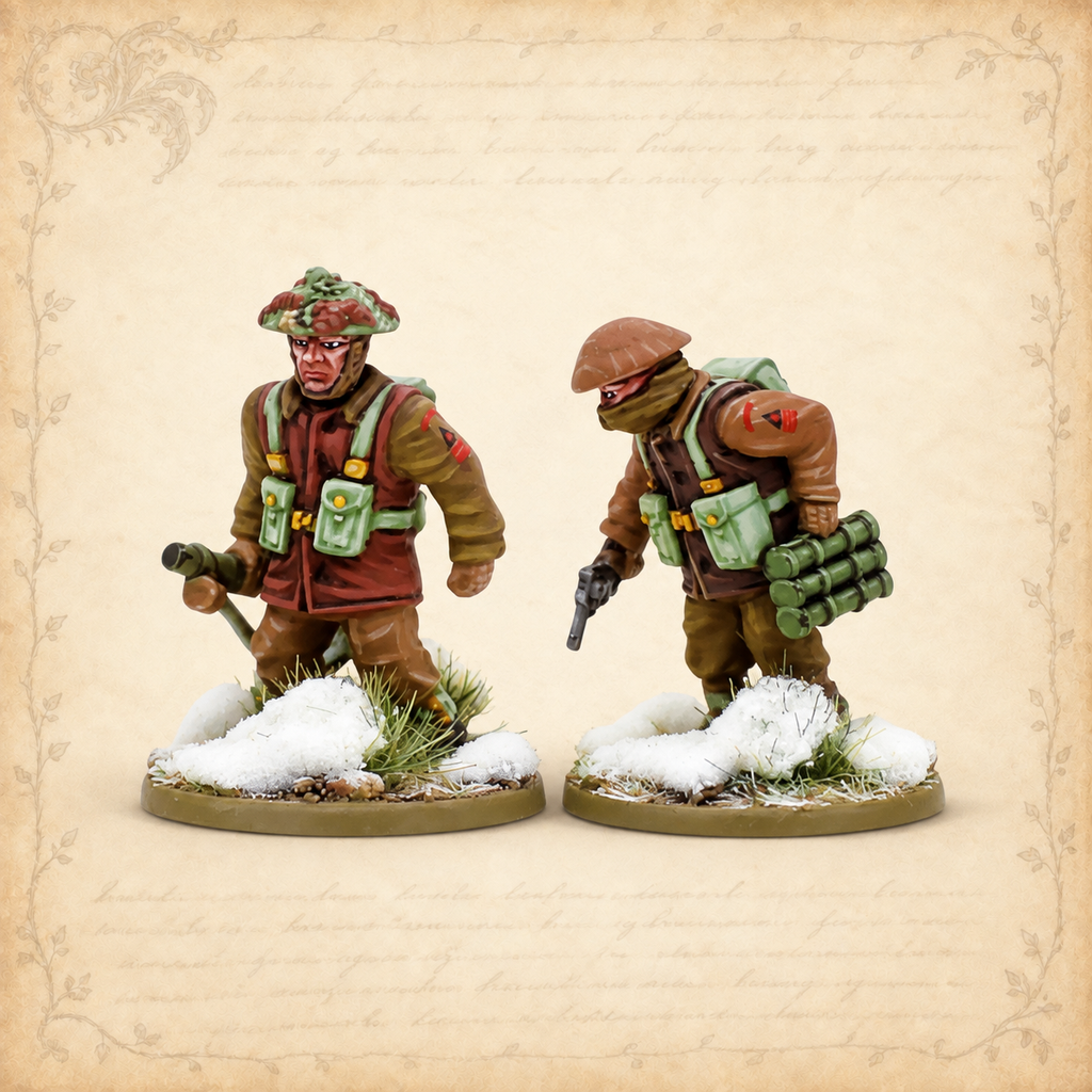 Bolt Action: British & Canadian Infantry (Winter) Platoon, miniatures close up
