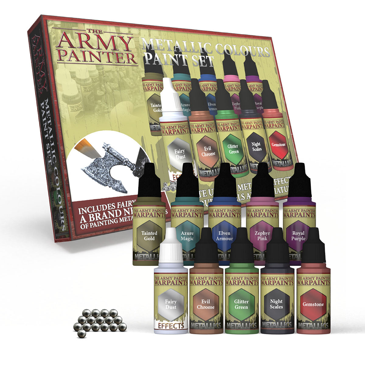 Army Painter: Metallic Colours Paint Set W/ Mixing Balls