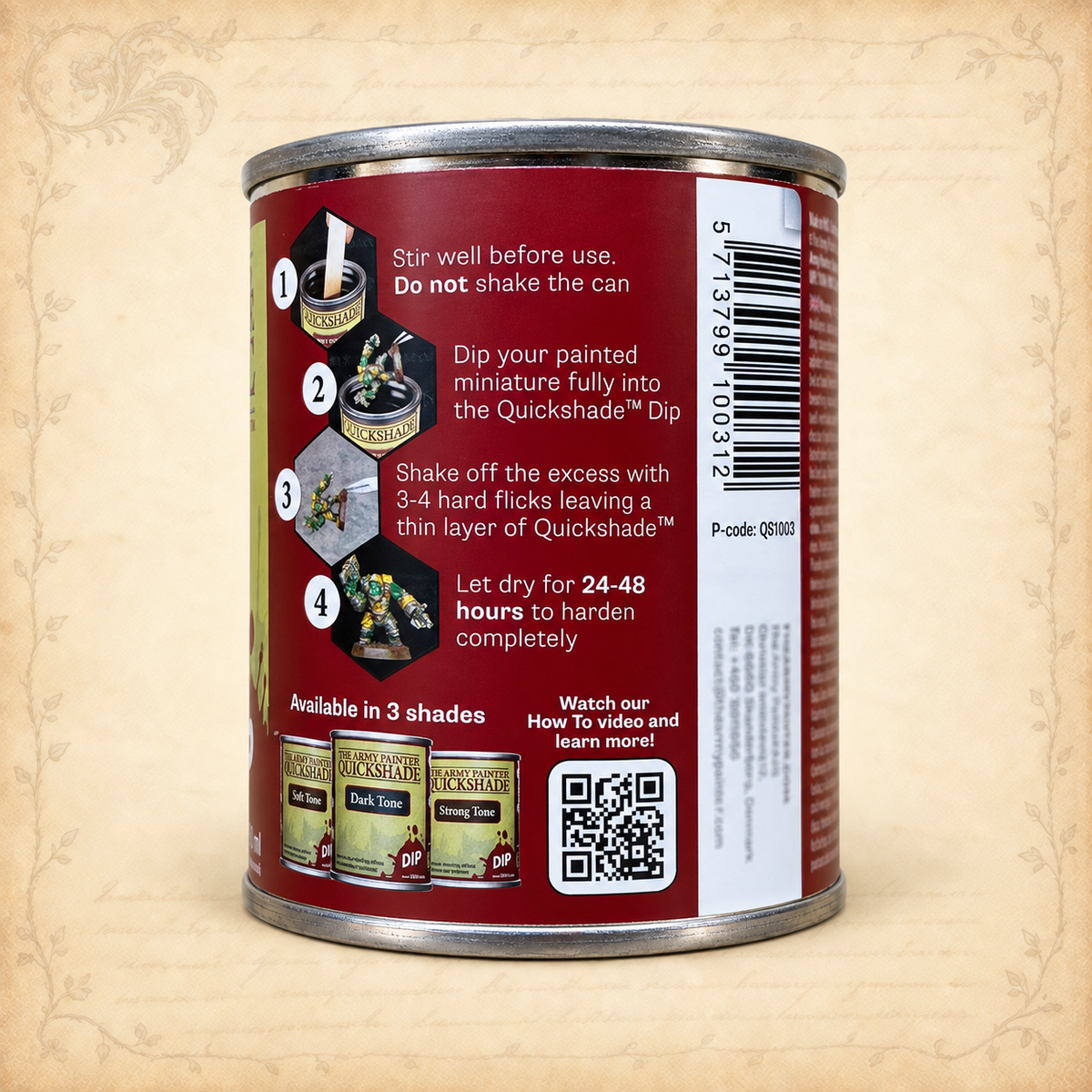 Army Painter: Quickshade Dip - Dark Tone - 250ml, box back