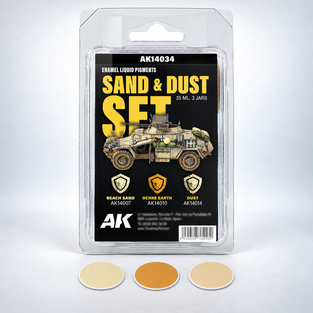 AK Interactive: Enamel Liquid Pigment SAND & DUST SET (3 Ref) - 35ml, product