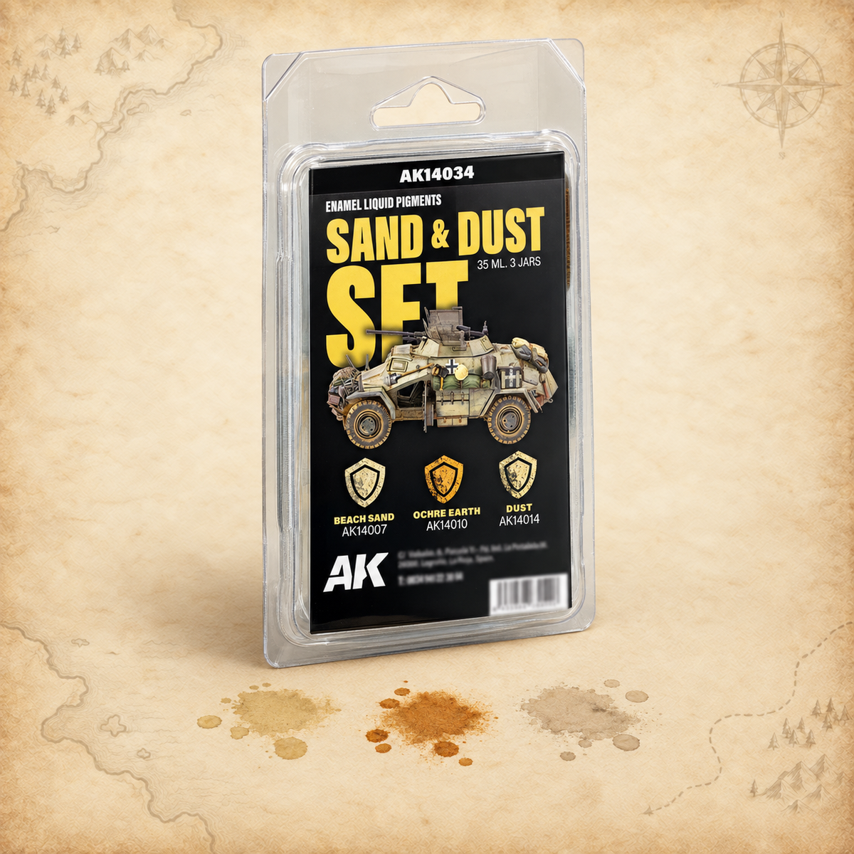 AK Interactive: Enamel Liquid Pigment SAND & DUST SET (3 Ref) - 35ml, alternate view