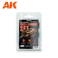AK Interactive: Enamel Liquid Pigment RUST & EXHAUST SET (35ml 3 Ref)