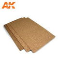 AK Interactive: Cork Sheet - Coarse Grained - 200 X 300 X 2mm (2 Sheets)